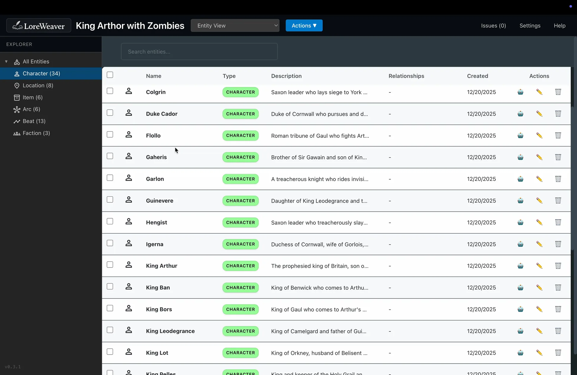 Eposyne Architect character and narrative authoring tool